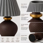 Luxury Tasarımlı Abajur – Yatak Odası Ve Çocuk Odası İçin Dekoratif Aydınlatma 31x45 Cm Üst Gri Alt Kahverengi