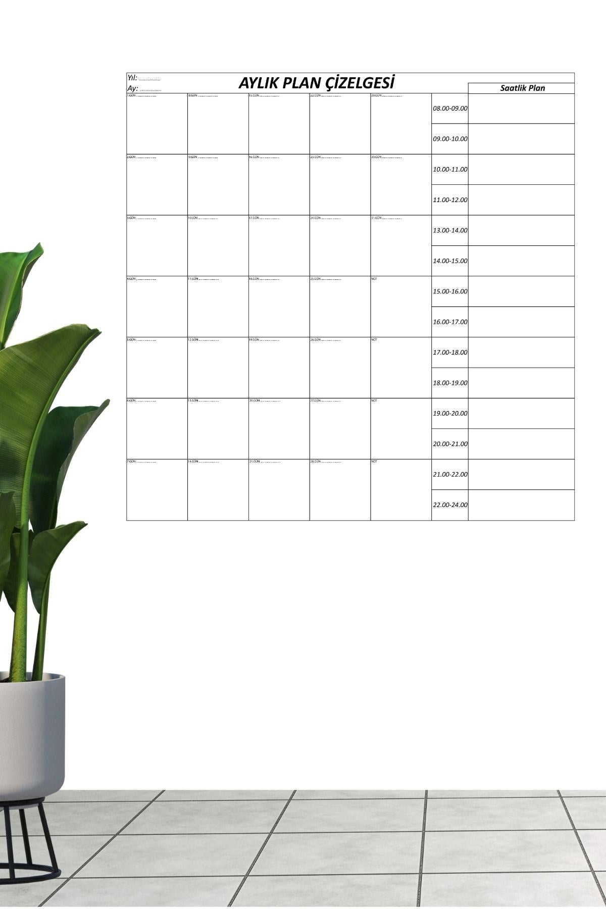 BUFFER Aylık Planlayıcı Manyetik Duvar Stickerı Takvim Plan Çizelgesi