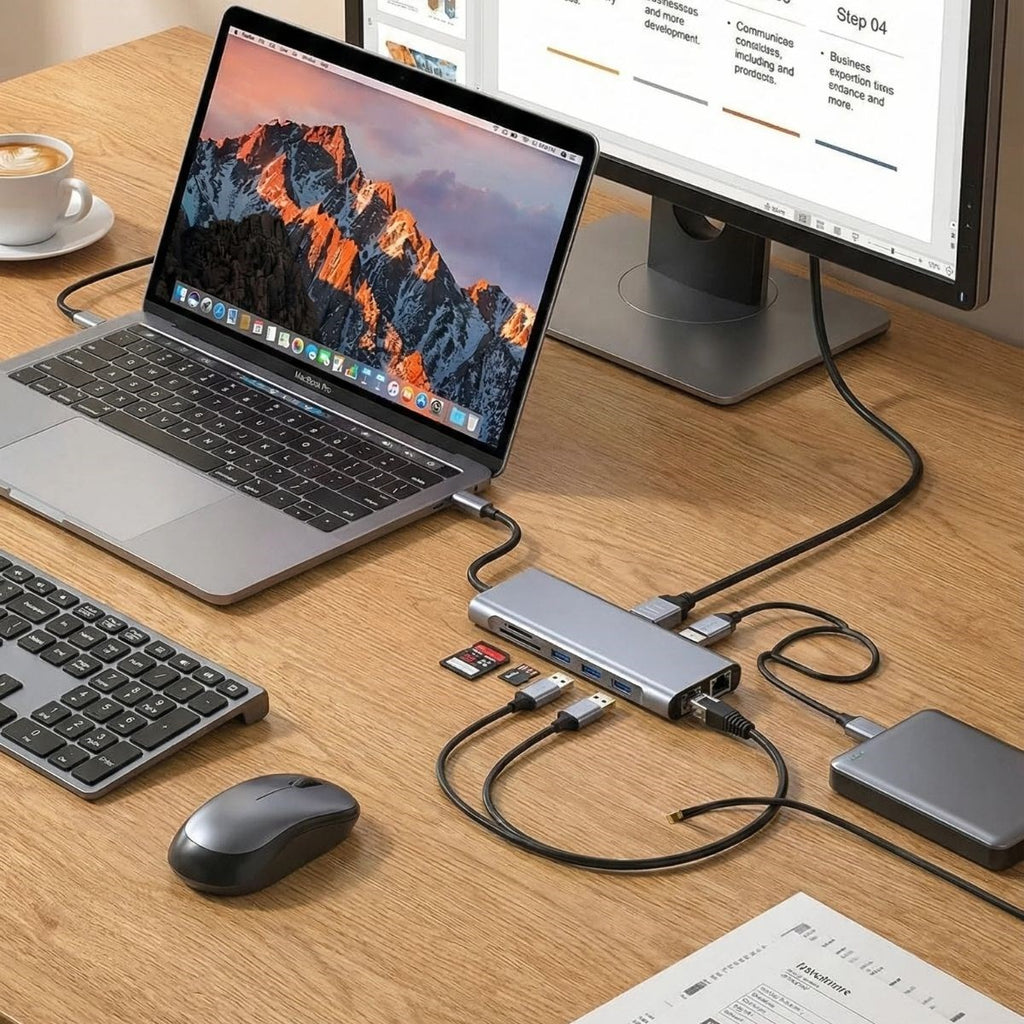 BUFFER 11 in 1 Type-C Çoklayıcı Hub HDMI 4K USB 3.0 SD TF Kart RJ45 Ethernet Dönüştürücü Adaptör