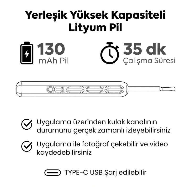 Akıllı Kulak Temizleme Cihazı - Kameralı - WiFi ve Mobil Uygulama Uyumlu — görsel 5