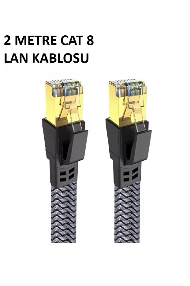 Cat 8 LAN Kablosu –Ethernet Kablosu Örgü Kaplama, Yüksek Hızlı (2 METRE)