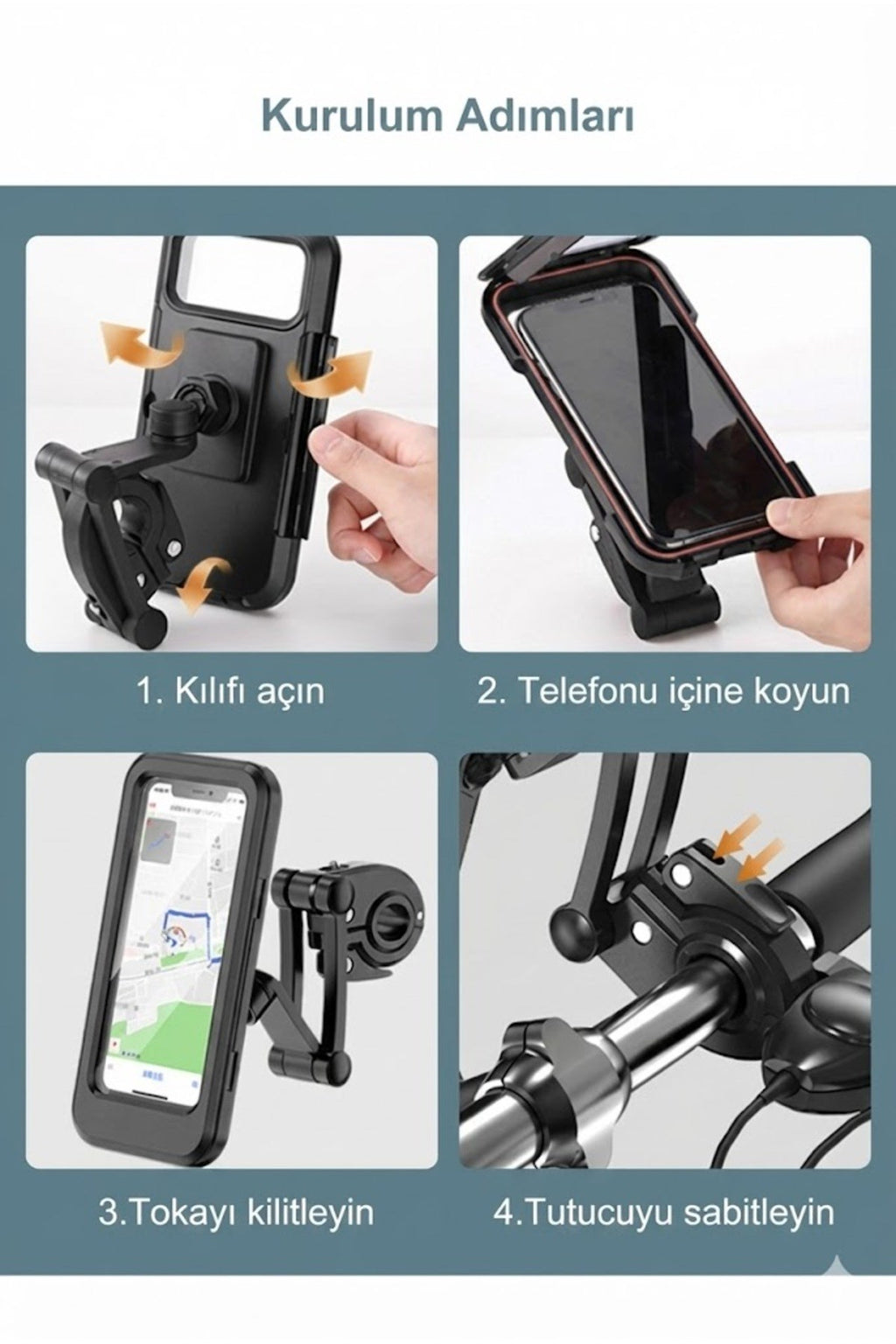 Motosiklet Bisiklet Su Geçirmez Manyetik Telefon Tutucu Gidon Navigasyon Kılıfı