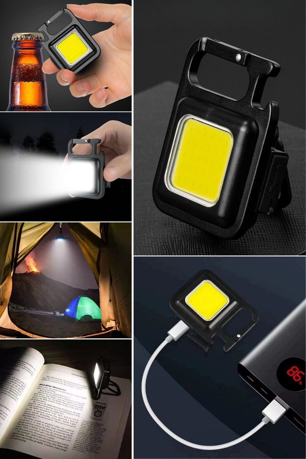 BUFFER Anahtarlıklı, Açacaklı,Güçlü Mıknatıslı 3 Farklı Led Modlu Mini Boy Asılabilen Led Kamp Aydınlatması,El Feneri