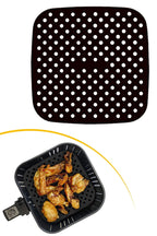 Siyah Isıya Dayanıklı Yıkanılabilir Silikon Fırın Ve Airfryer Kare Model Pişirme Matı 21,5 Cm