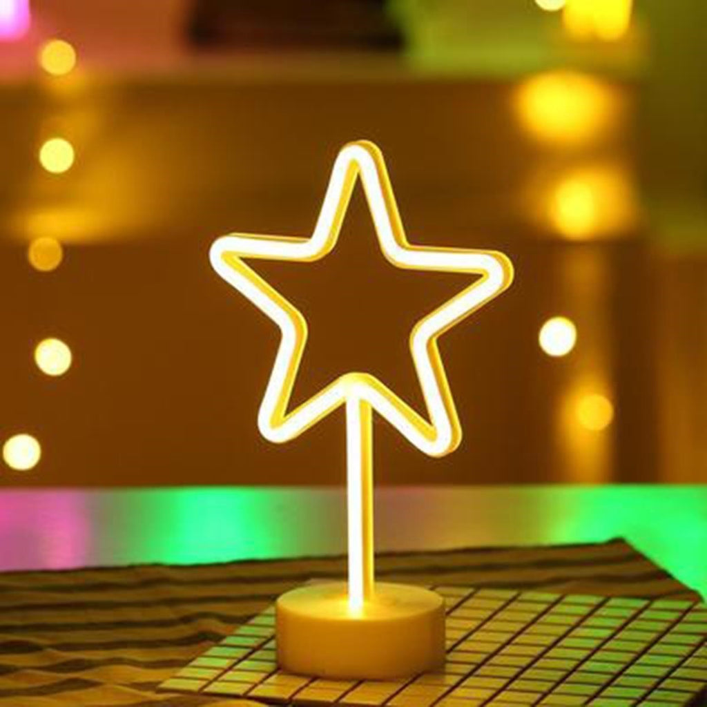 Yıldız Tasarımlı Neon Led Masa Ve Gece Lambası Dekoratif Işık
