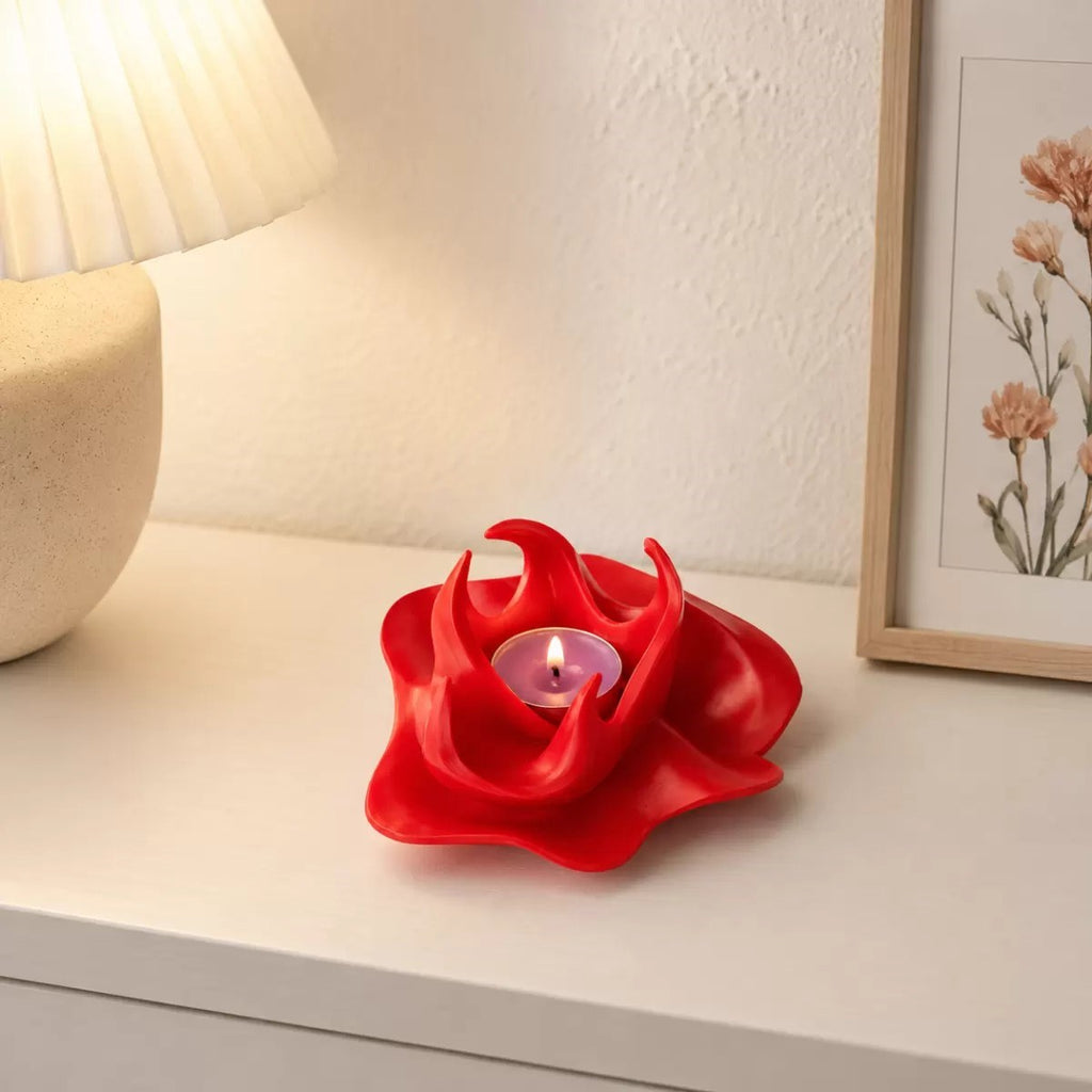 3d Kırmızı Ateş Mumluk Şık Obje