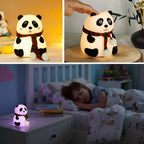 5 Farklı Renk Modlu Panda Figürlü Pofuduk LED Gece Lambası–Yumuşak Dokulu Çocuk Odası ve Dekoratif Şarjlı Ortam Işığı
