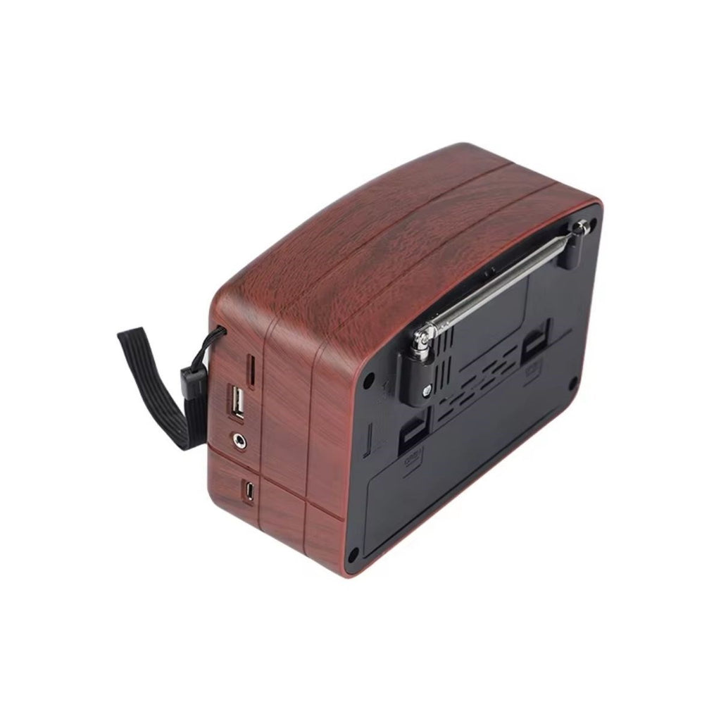 Küçük Boy Retro, Nostaljik, Ahşap Tasarım Bluetooth Hoparlörlü, Şarjlı, Taşınabilir Büyük Döndürülebilen Düğmeli FM/AM Destekli Radyo NS3380