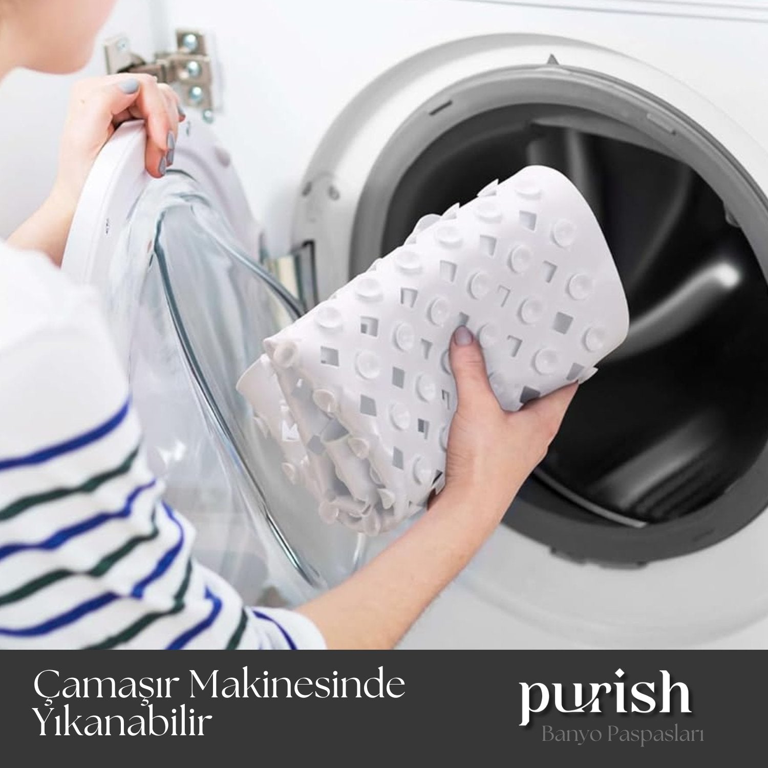 Duş ve Banyo İçin Kaydırmaz, Masajlı, Drenajlı Beyaz Paspas - Herseyben.de