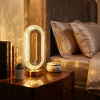 Oval Şeklinde Kristal LED Masa Lambası – Dokunmatik, 3 Renk Işık Modlu, Şarjlı Dekoratif Gece Lambası