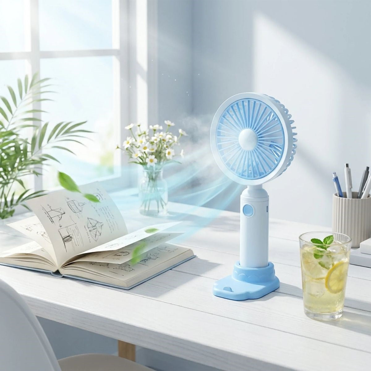 BUFFER 3 Kademeli Masaüstü Fan – Telefon Tutuculu Özellikli Standlı Elde Taşınabilir Mini Fan  EKL29