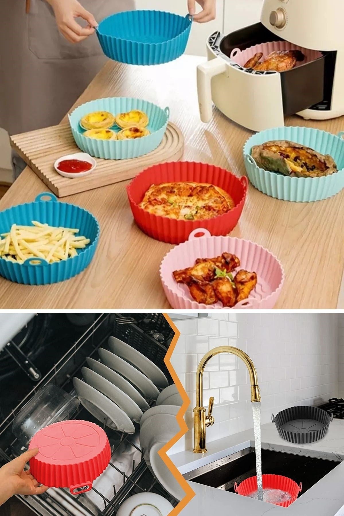 Renkli Isıya Dayanıklı Yıkanılabilir Silikon Fırın Ve Airfryer Yuvarlak Model Pişirme Matı 20 Cm