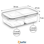 BUFFER 2 Bölmeli 1+1 Litre Kilitli Kapaklı Erzak Saklama Kabı LC-525