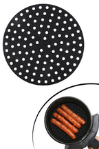 Siyah Isıya Dayanıklı Yıkanılabilir Silikon Fırın Ve Airfryer Yuvarlak Model Pişirme Matı 23 Cm