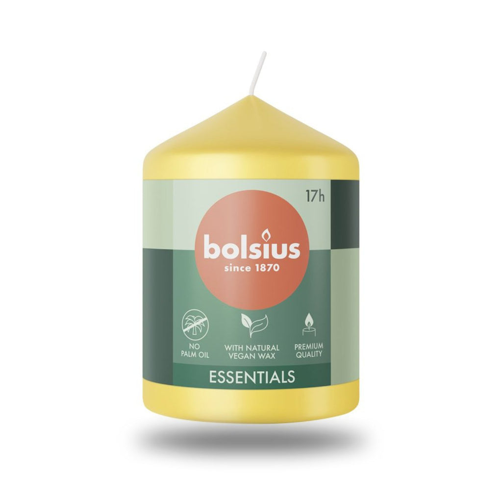 Bolsius Essential Blok Sütun Mum - Silindir Şeklinde - 4’lü Paket - Herbiri 17 Saat Yanma Süresi  - Ev Dekorasyonu - Kokusuz - Doğal Vegan Özler -  8cm/6cm - Herseyben.de