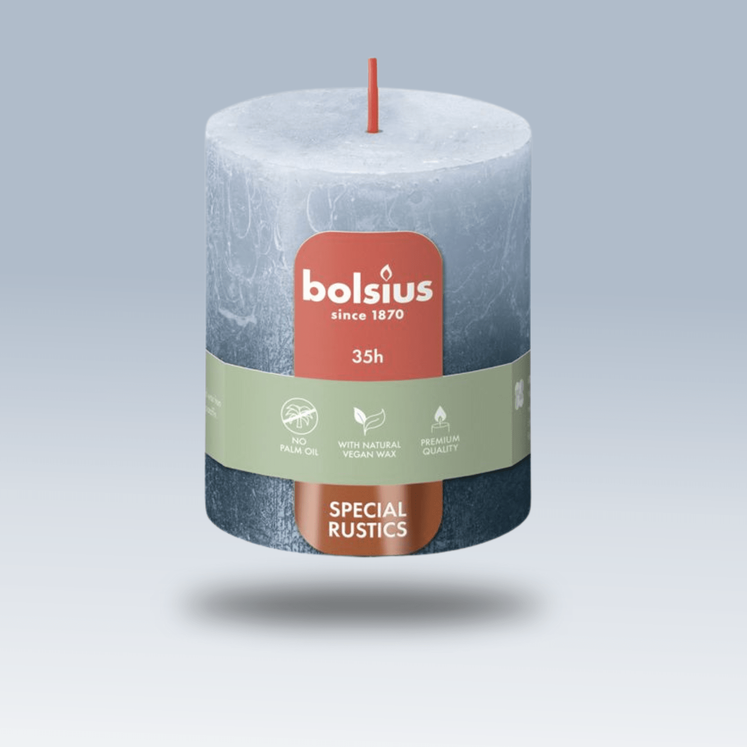 Bolsius Rustik Blok Sütun Mum - Silindir Şeklinde - Gök Mavisi ve Mavi - 35 Saat Uzun Yanma Süresi  - Ev Dekorasyonu - Kokusuz - Doğal Vegan Özler -  6,6 cm - 8 cm - Herseyben.de