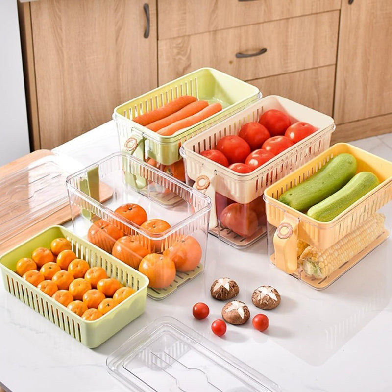 Buzdolabı Saklama Kabı - Süzgeçli Organizer - Vakum Mühürlü Kapak — görsel 2