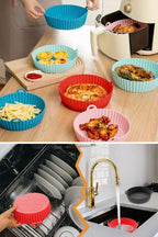 Renkli Isıya Dayanıklı Yıkanılabilir Silikon Fırın Ve Airfryer Yuvarlak Pişirme Matı 20 Cm