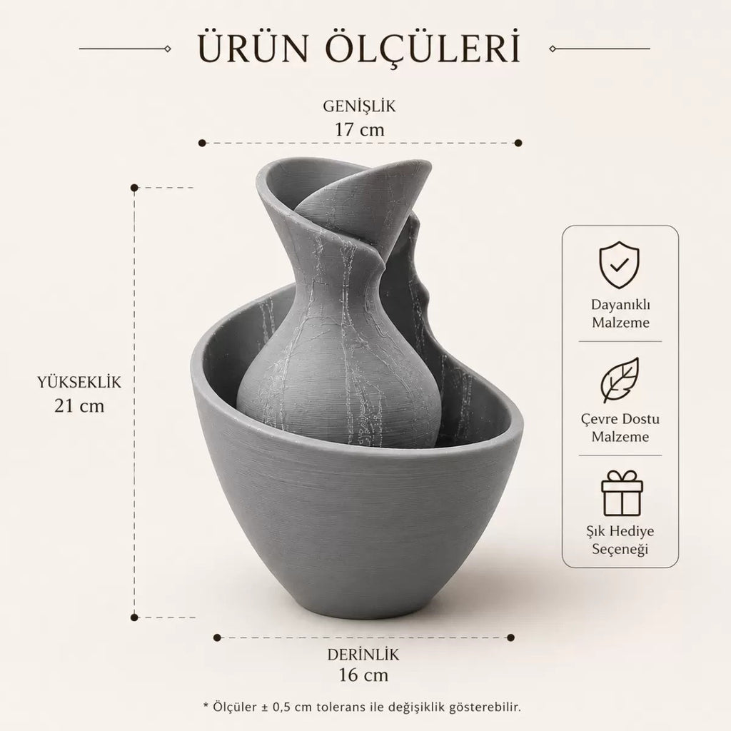 3d Baski Tigea Vazo 15cm Gri