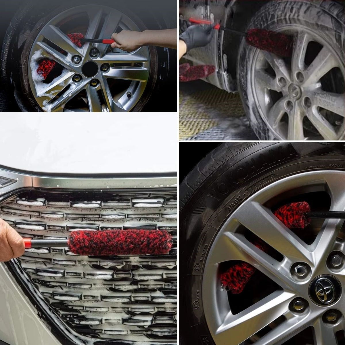 BUFFER 3lü Bükülebilen Peluş Detaylı Temizlik İçin Oto Jant, Egzos Temizleme Fırçası