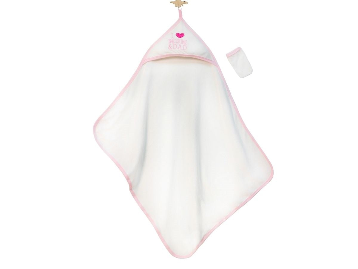 I Mam & Dad Nakışlı Bebek Havlu Silgi – Pembe