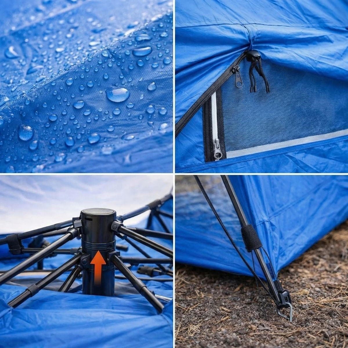 BUFFER 4 Kişilik Otomatik Kamp Çadırı – Çift Katmanlı, Suya Dayanıklı, Hızlı Kurulum Outdoor Aile ve Doğa Çadırı 200x200x140 cm