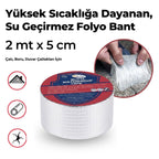 2 Mt Yüksek Sıcaklık Dayanan Su Geçirmez Çatı Duvar Çatlak Onarıcı Yapışkan Bant Folyo 5 Cm