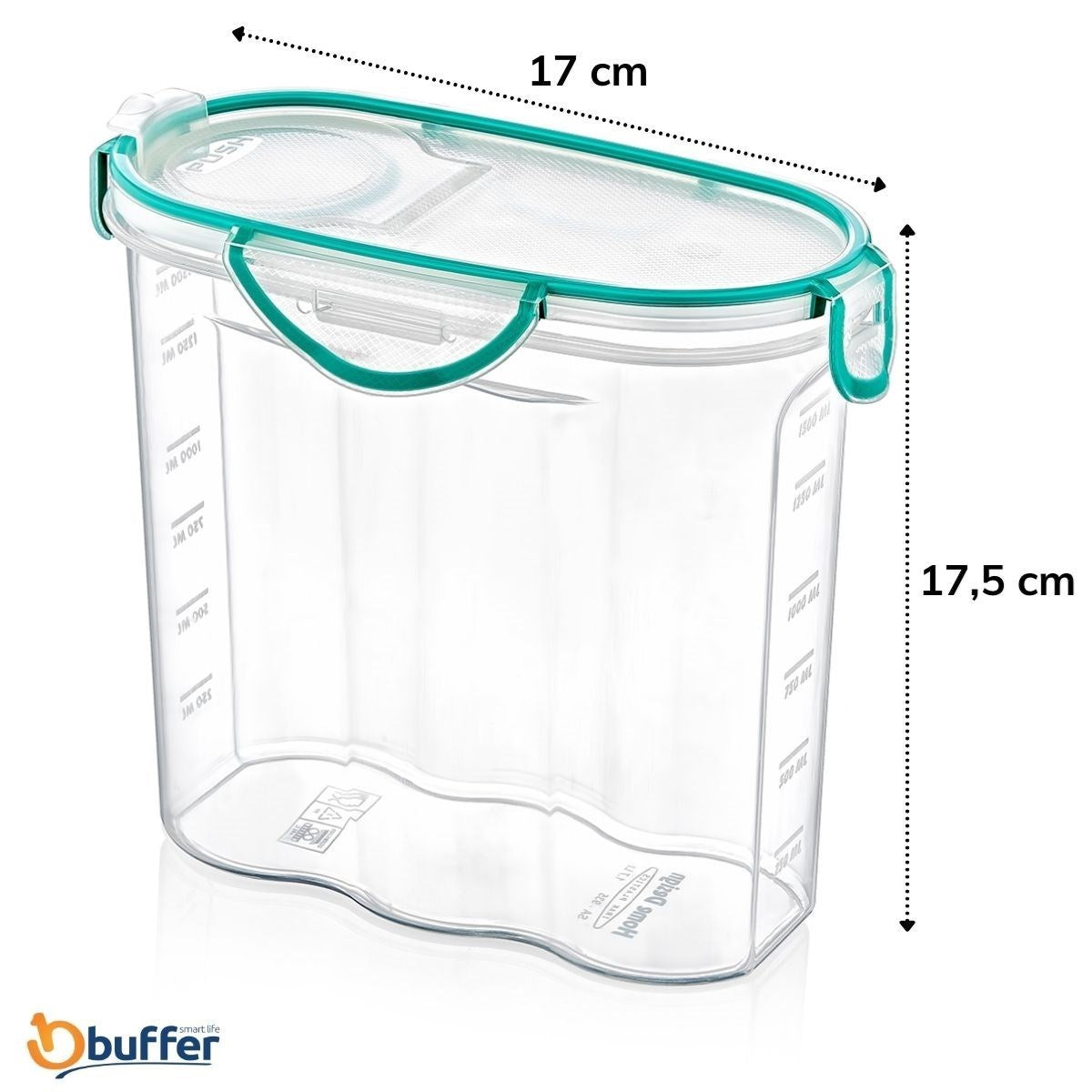 BUFFER Kilitli Kapaklı Contalı Hava,Su Sıvı Geçirmez 1,7 Litre Erzak Saklama Kabı-SA585