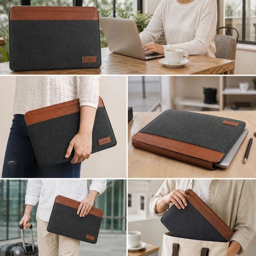 BUFFER 15.6 İnç Mıknatıslı Keçe Laptop ve Evrak Çantası, Notebook Bilgisayar ve Dosya Taşıma Çantası