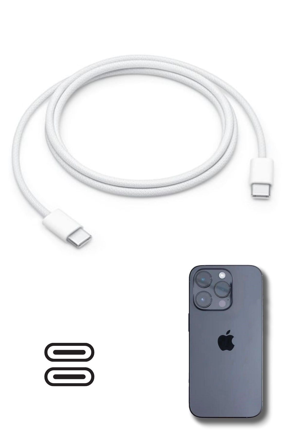 Apple 15/15 Pro Type-C to Type-C Hasır Örgü Hızlı Şarj Kablosu (1m)
