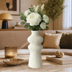 Premi̇um İskandi̇nav Rusti̇k Plasti̇k 3d Dekorati̇f Vazo Beyaz