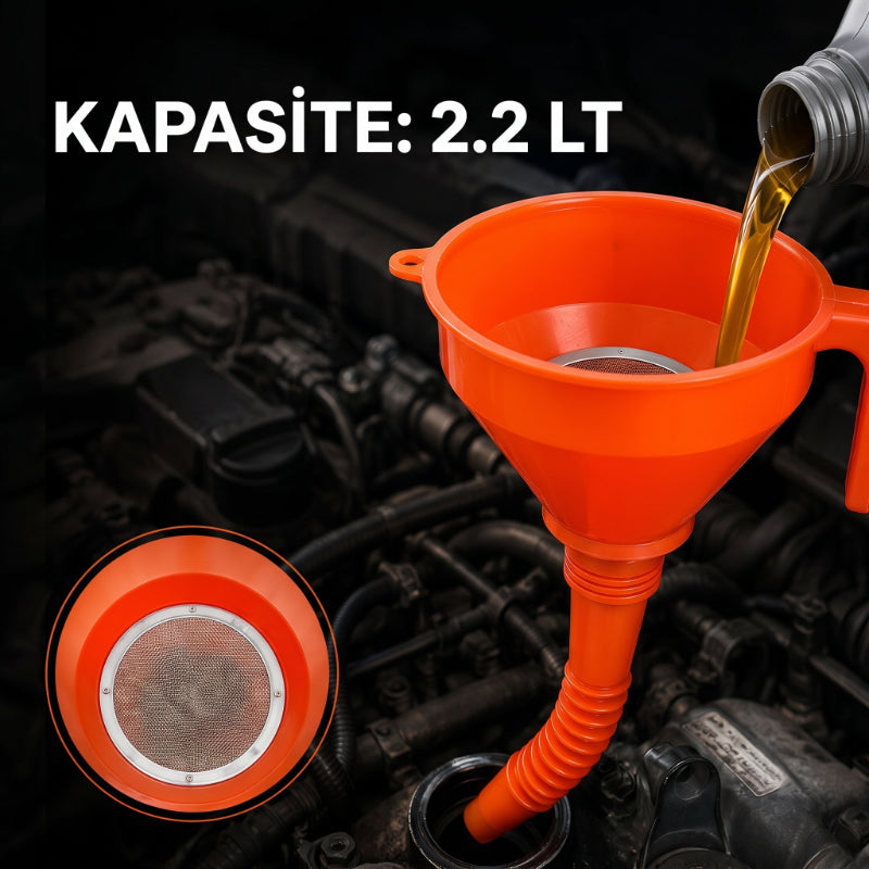 Çelik Süzgeçli Huni - Spiralli ve Sabit Borulu - 2.2 Litre Kapasite — görsel 3