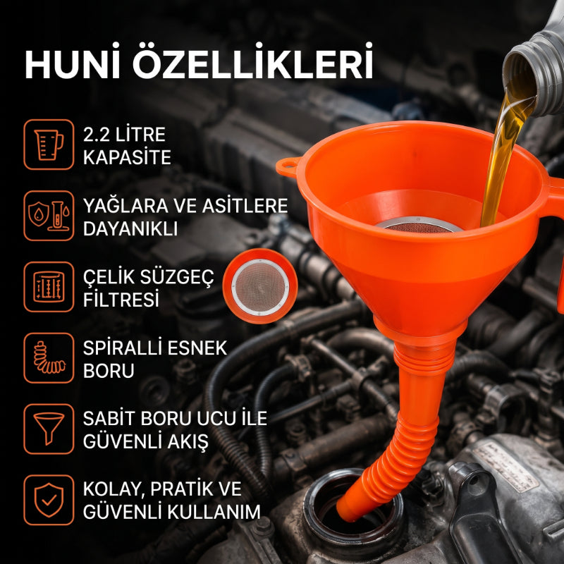 Çelik Süzgeçli Huni - Spiralli ve Sabit Borulu - 2.2 Litre Kapasite — görsel 4