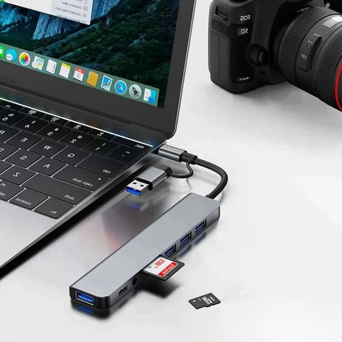 8 in 1 Usb Çevirici Notebook Macbook Type-C Uyumlu Çoklayıcı Görüntü Aktarıcı Hub