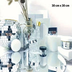 Kare Silver Cam Mozaik Fayans Çıkartmaları El İşi Kare Cam Fayans Kendinden Yapışkanlı Aynalı Dekor Panel 30x30 Cm