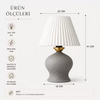 Luxury Tasarımlı Abajur – Yatak Odası Ve Çocuk Odası İçin Dekoratif Aydınlatma 31x45 Cm Alt Gri