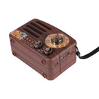 Küçük Boy Retro, Nostaljik, Ahşap Tasarım Bluetooth Hoparlörlü, Şarjlı, Taşınabilir Büyük Döndürülebilen Düğmeli FM/AM Destekli Radyo NS3380
