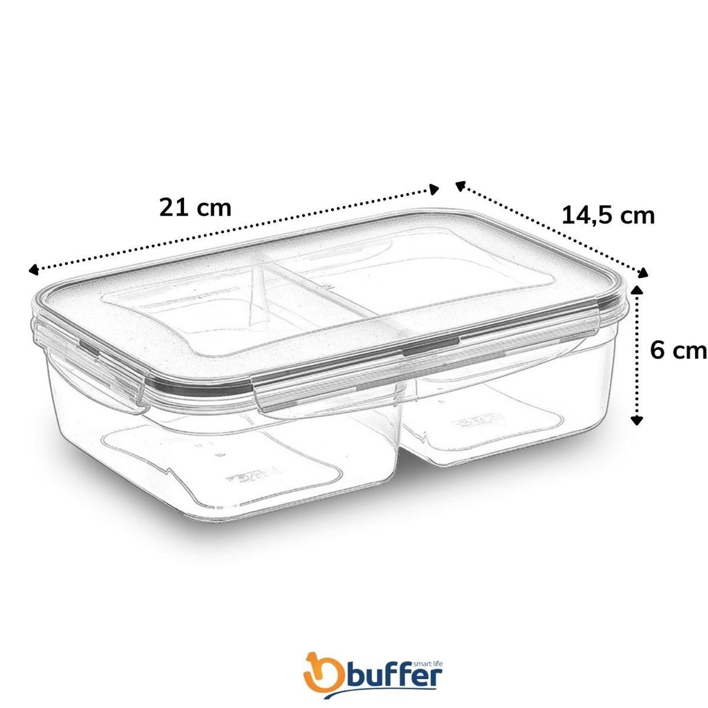 BUFFER 2 Bölmeli Sızdırmaz Contalı Kilitli Kapaklı 1 Litre Erzak Saklama Kabı -LC505