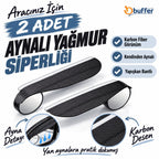 2 Adet Kendinden Aynalı Karbon Fiber Görünümlü Araba Yan Ayna Yağmur Koruyucuları Yağmur & Kar Kalkanı Visörler
