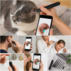 Siyah Kablosuz HD Görüntülü Kulak Temizleme Kamerası, LED Işıklı Type-C Şarjlı iOS ve Android Uyumlu Kulak Temizleme Seti