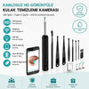 Siyah Kablosuz HD Görüntülü Kulak Temizleme Kamerası, LED Işıklı Type-C Şarjlı iOS ve Android Uyumlu Kulak Temizleme Seti