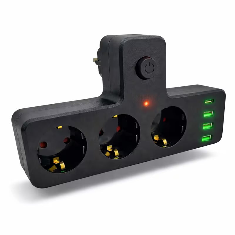 6’sı 1 Arada Akıllı Priz | 3 Soket + USB Girişli Şarj Ünitesi