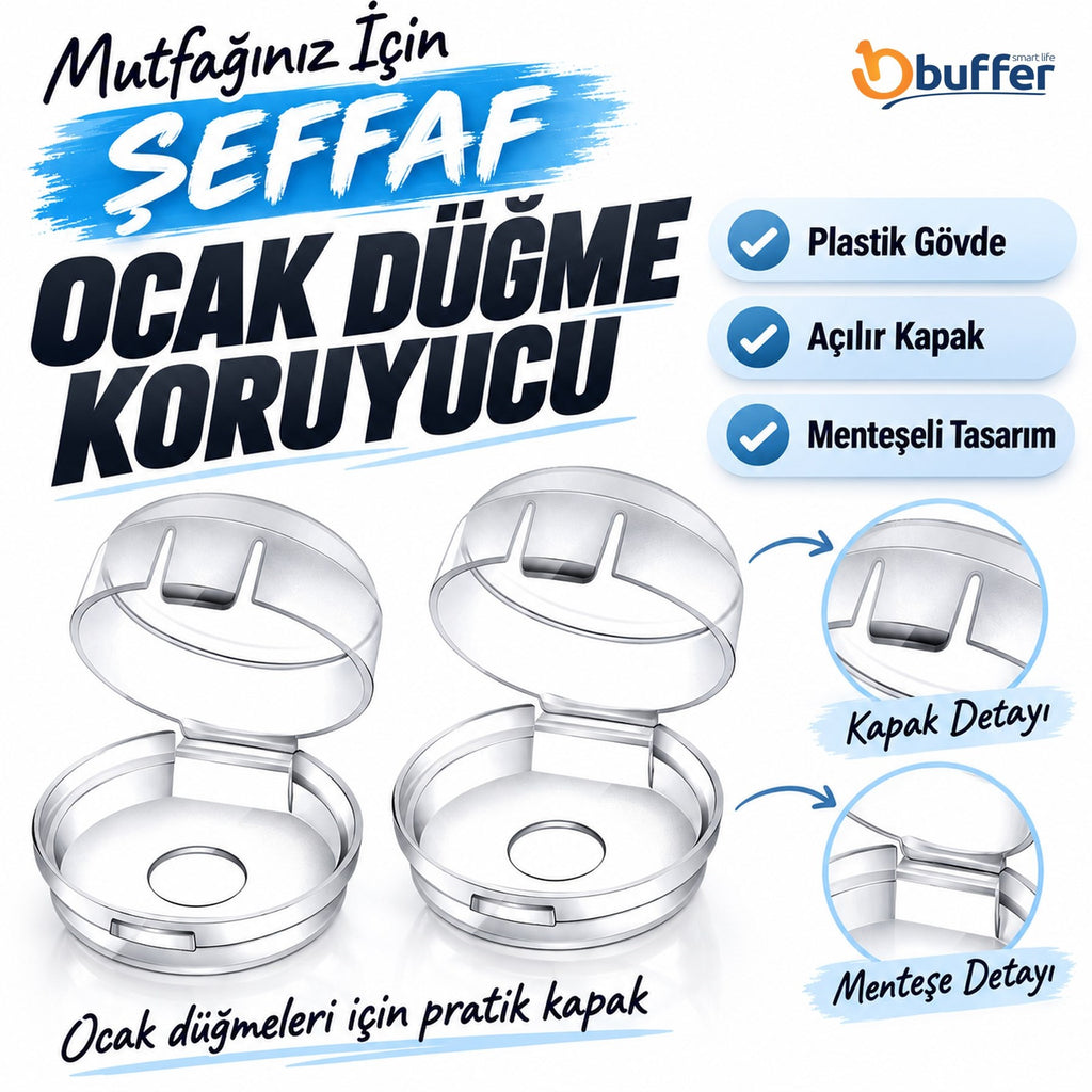 Isıya Dayanıklı Plastik Ocak Düğme Koruyucu Düğme Kilidi Emniyet Düzeneği