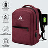 Bordo Laptop Sırt Çantası, Bilgisayar Korumalı İç Bölmeli Notebook Çantası, Organizer Cepli ve USB Şarj Portlu