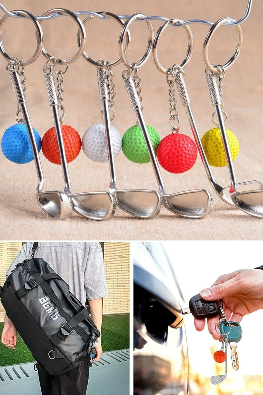 Gerçekçi Golf Tasarımlı Şık Anahtarlık Kolye Çanta Süsü Golf Keychain
