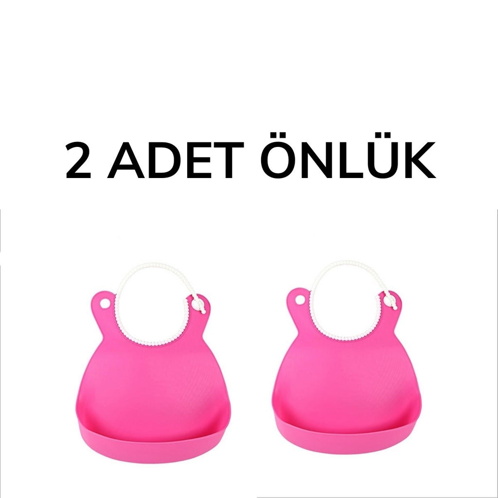 Çocuk Bebek Mama Önlüğü Dökülme Engelleyici Bükülebilir Pembe
