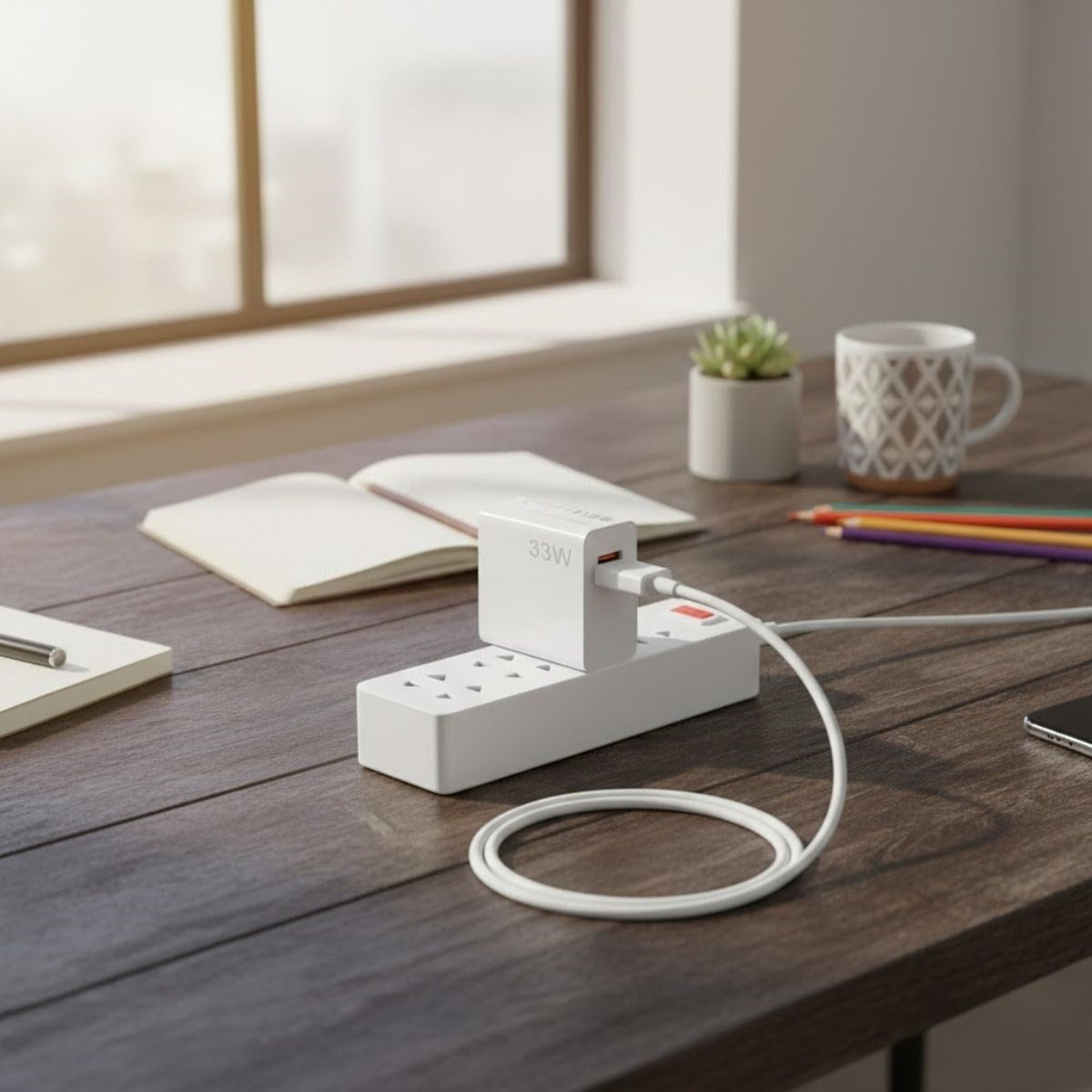 BUFFER 33W Hızlı Şarj Adaptörü – Type-C Kablolu, USB Çıkışlı, Akıllı Şarj Destekli Duvar Tipi Şarj Cihazı