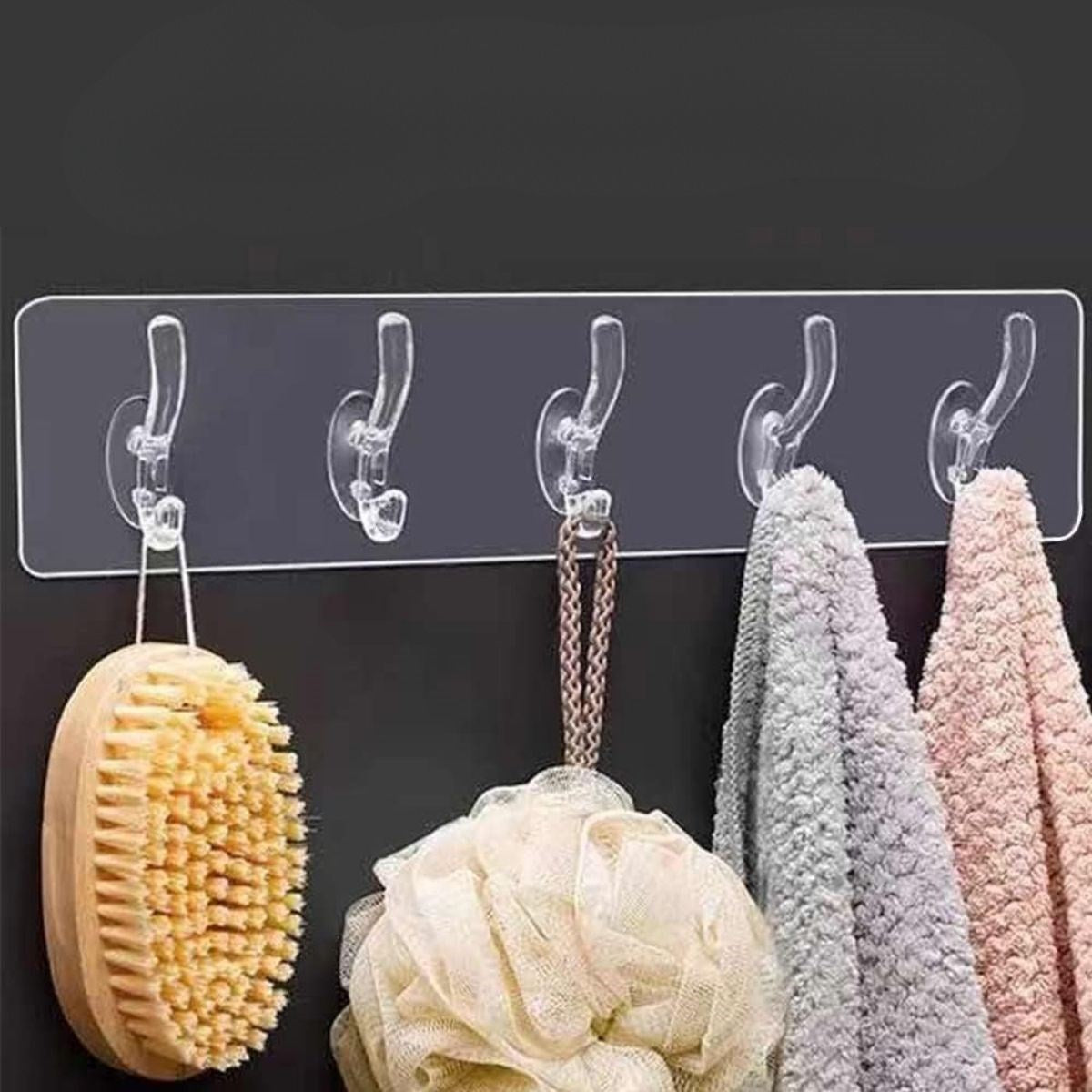 5'li Güçlü Yapışkanlı Şeffaf Duvar Askısı Banyo Mutfak Düzenleyici Pratik Askılık
