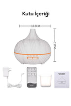 Aroma Difüzör Gece Işığı 7 Led Nemlendirici Kumandalı 550 ml Buhar Makinesi
