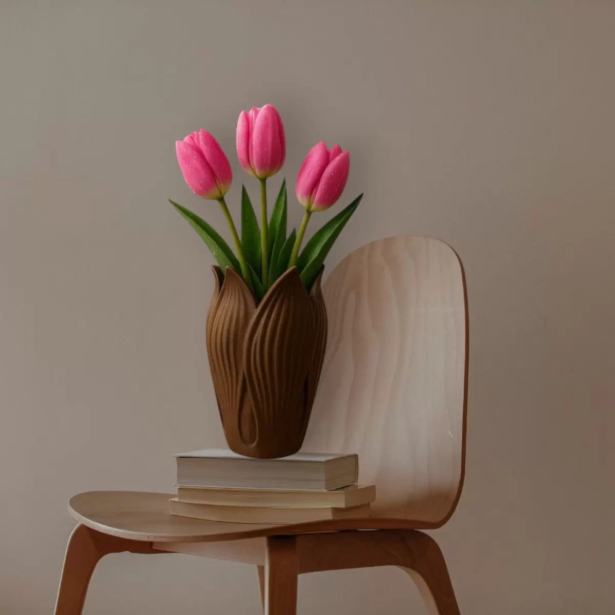 Lotus 3d Dekorati̇f Vazo 18 Cm Kahverengi